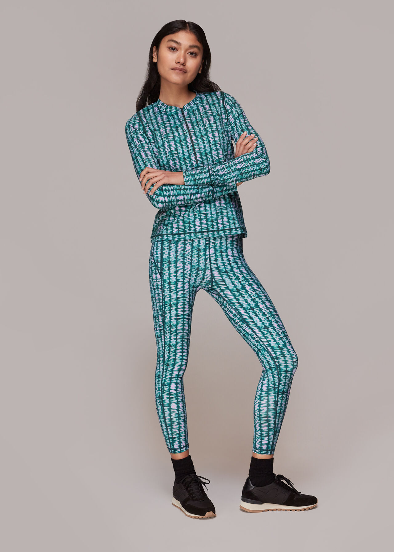 Abstract Wave Zip Sports Top
